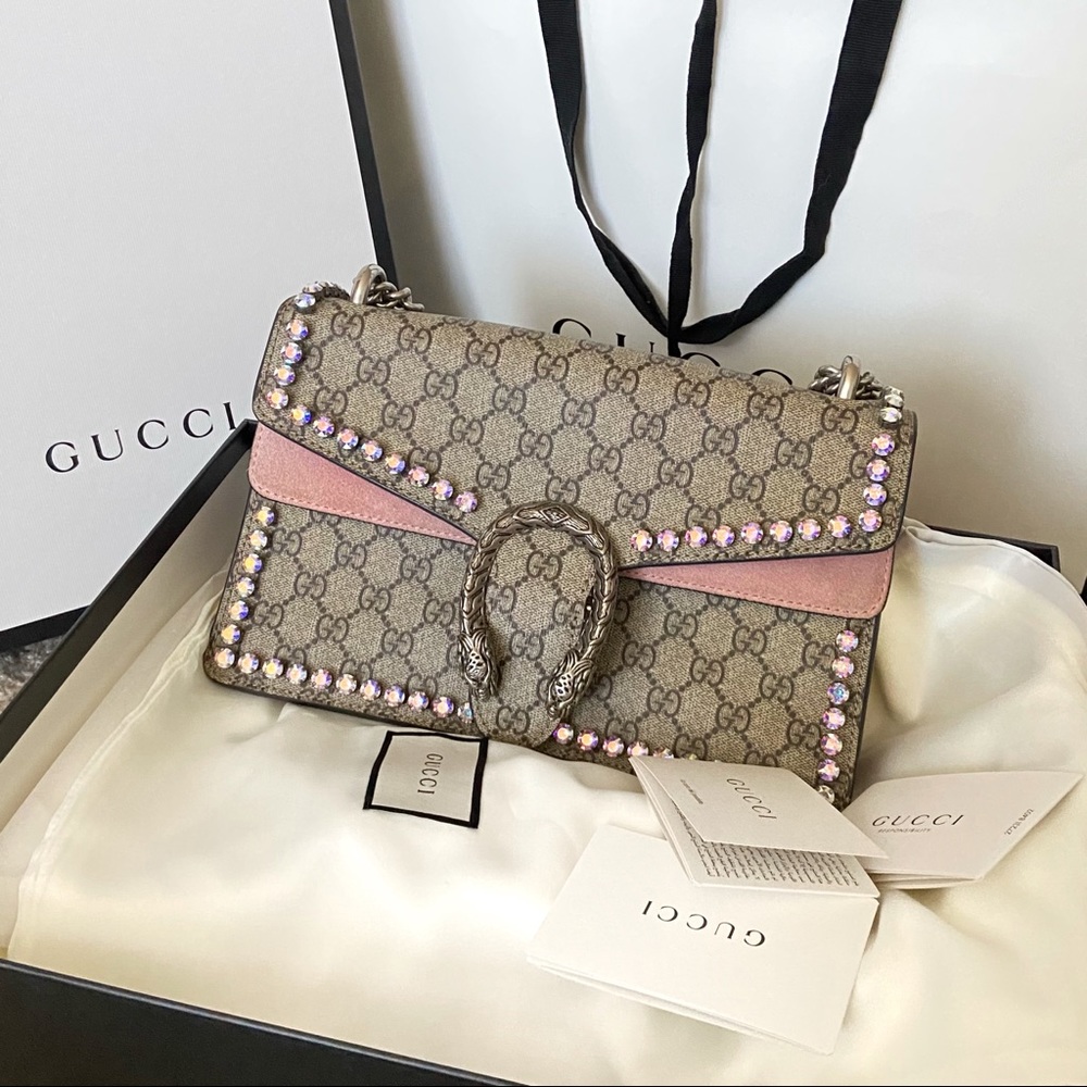 Gucci pink crystal Dionysus Handbag small size